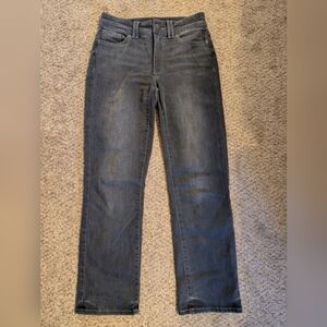 NYDJ Marilyn Straight Leg Denim Gray Wash Size 2P lift Tuck Cool Embrace